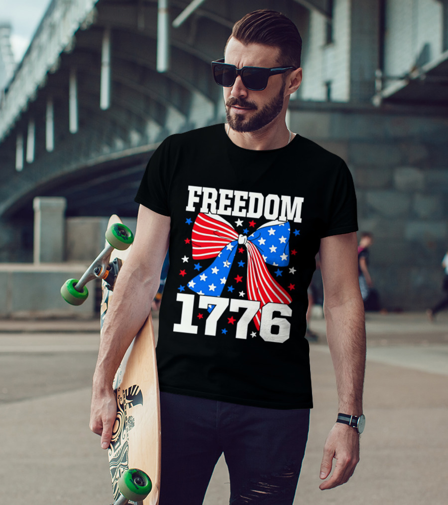 Freedom 1776 Patriotic Bow American Stars And Stripes T-Shirt