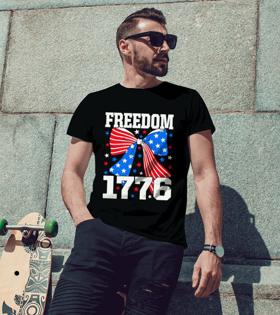 Freedom 1776 Patriotic Bow American Stars And Stripes T-Shirt