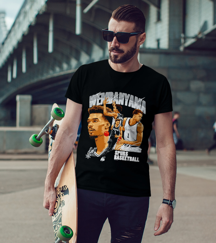 Wembanyama Spurs Basketball San Antonio Player Collage T-Shirt