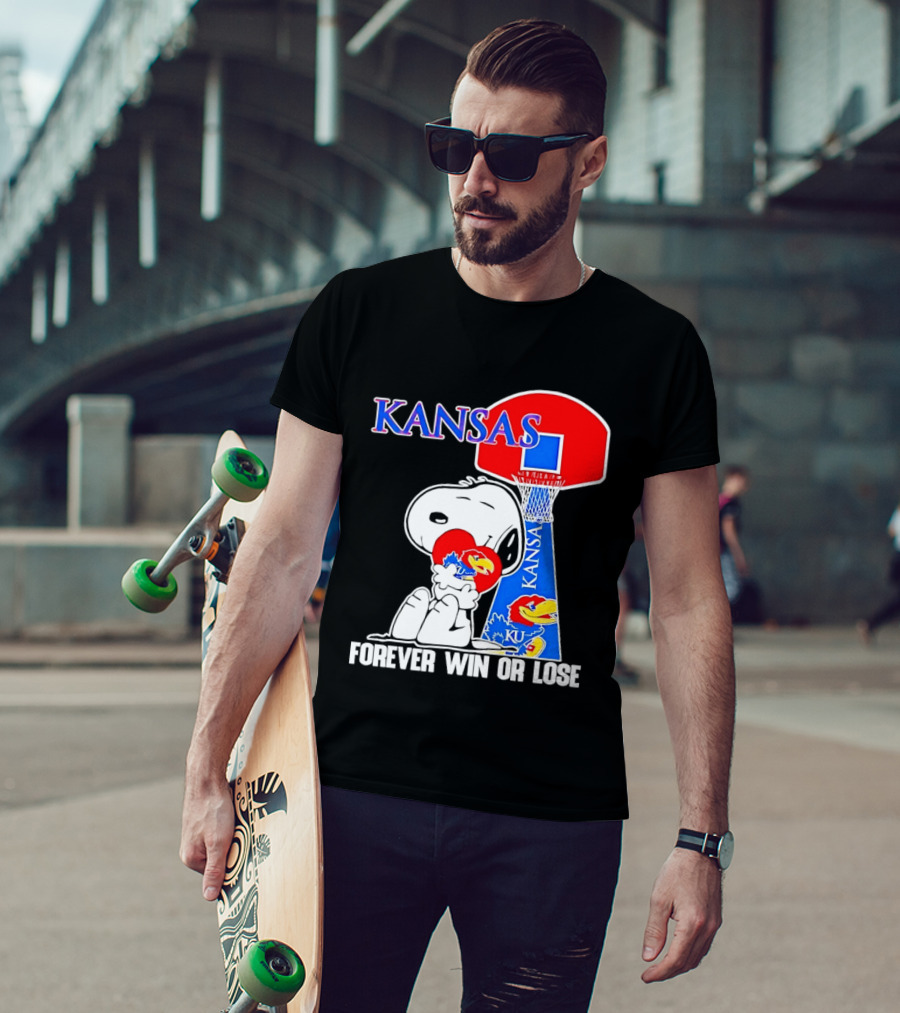 Kansas Jayhawks Basketball Snoopy Forever Win Or Lose T-Shirt
