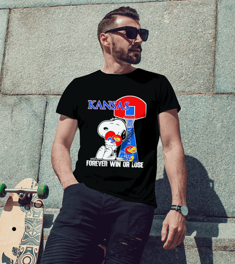 Kansas Jayhawks Basketball Snoopy Forever Win Or Lose T-Shirt