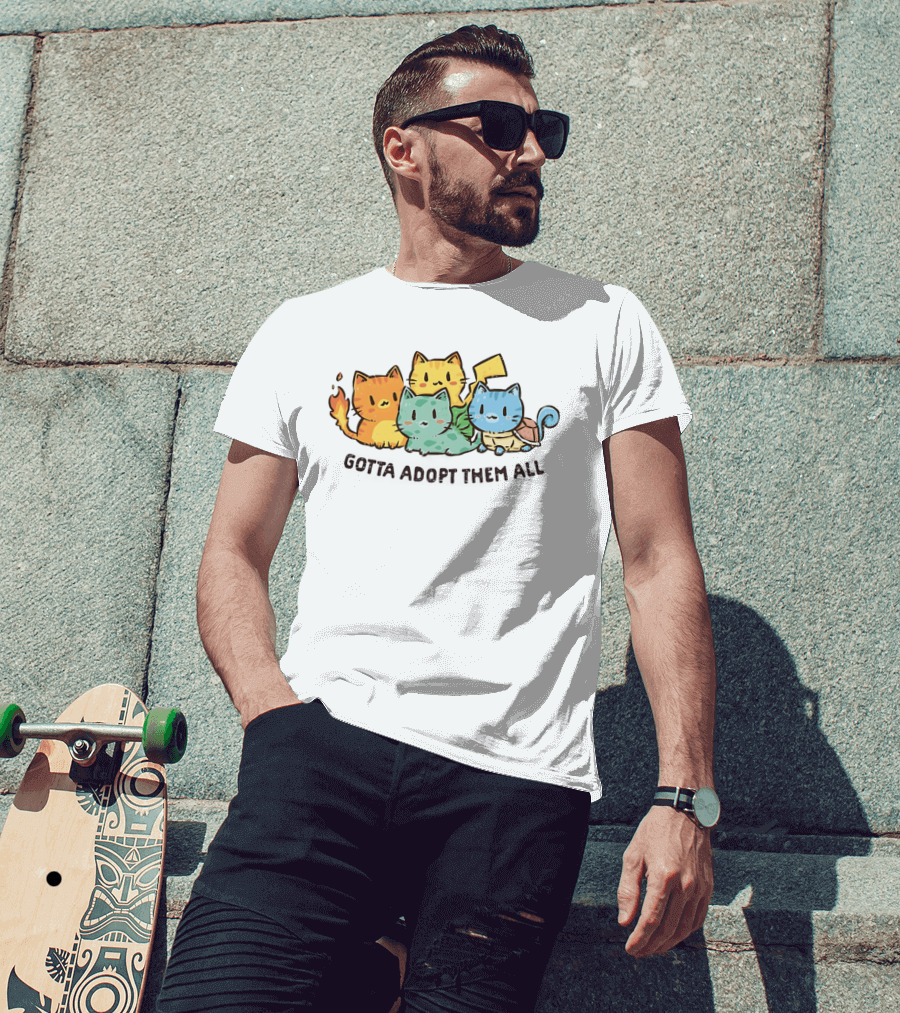 Gotta Adopt Them All Cat Parody With Cute Elemental Kittens T-Shirt