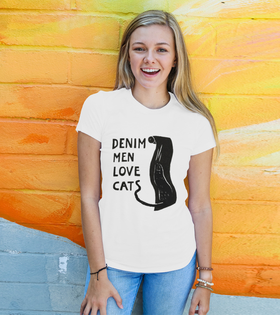 Denim Men Love Cats Feline T-Shirt