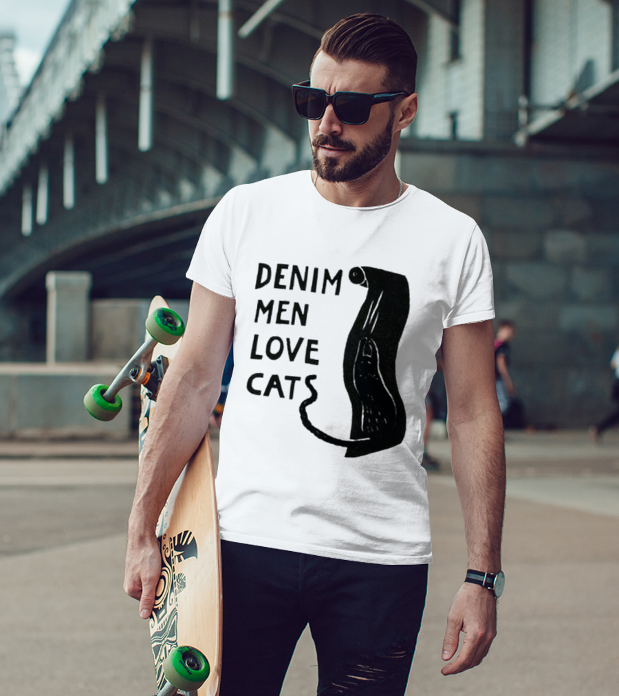 Denim Men Love Cats Feline T-Shirt