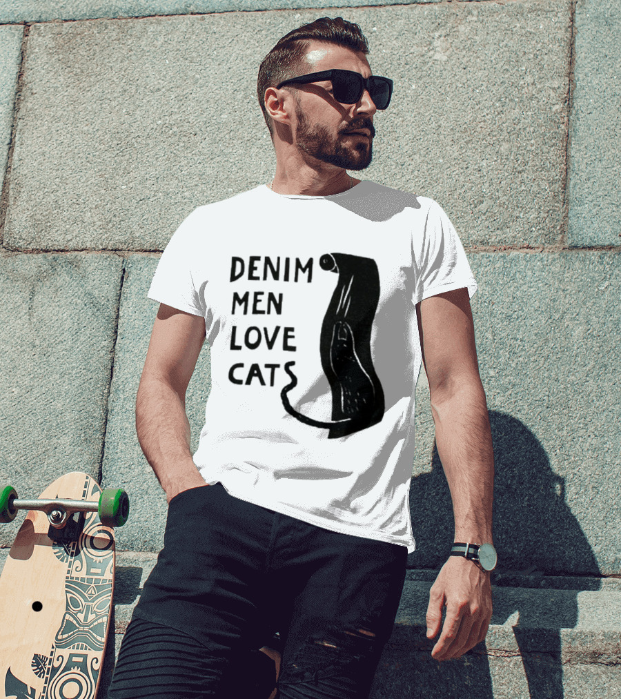 Denim Men Love Cats Feline T-Shirt