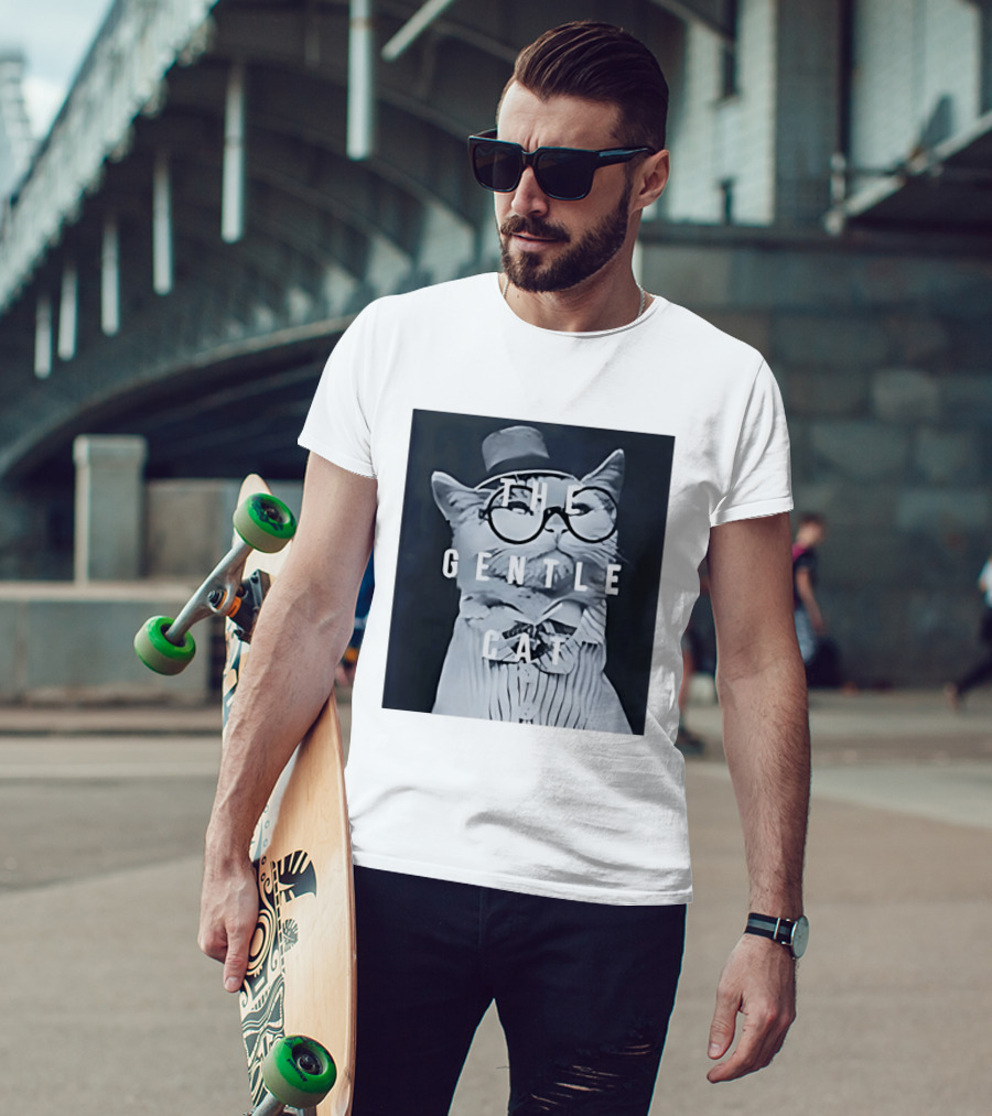 The Gentle Cat With Glasses And Top Hat T-Shirt