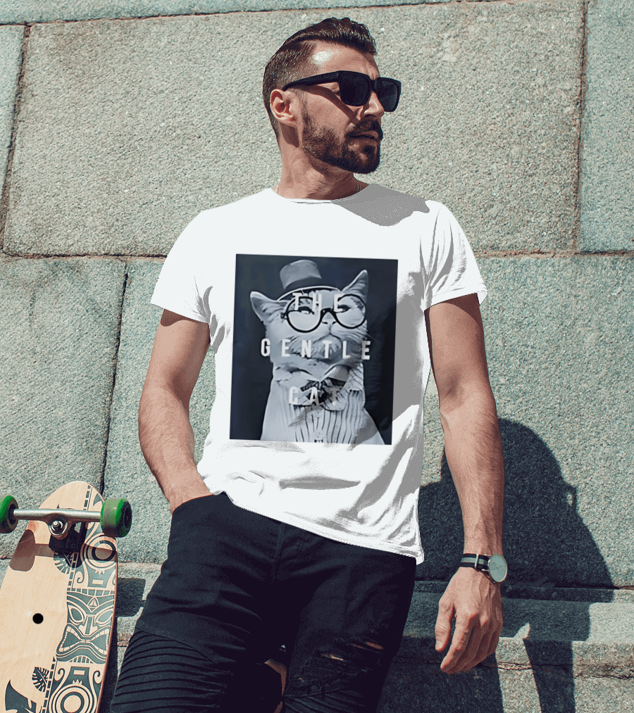 The Gentle Cat With Glasses And Top Hat T-Shirt