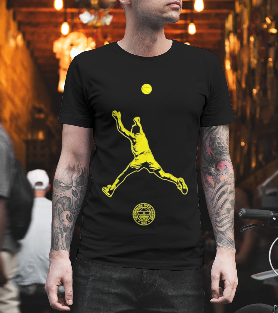 Fenerbahce Lacivert Son Saniye Basketball Spor Kulübü 1907 Sarı Lacivert Topçu T-Shirt