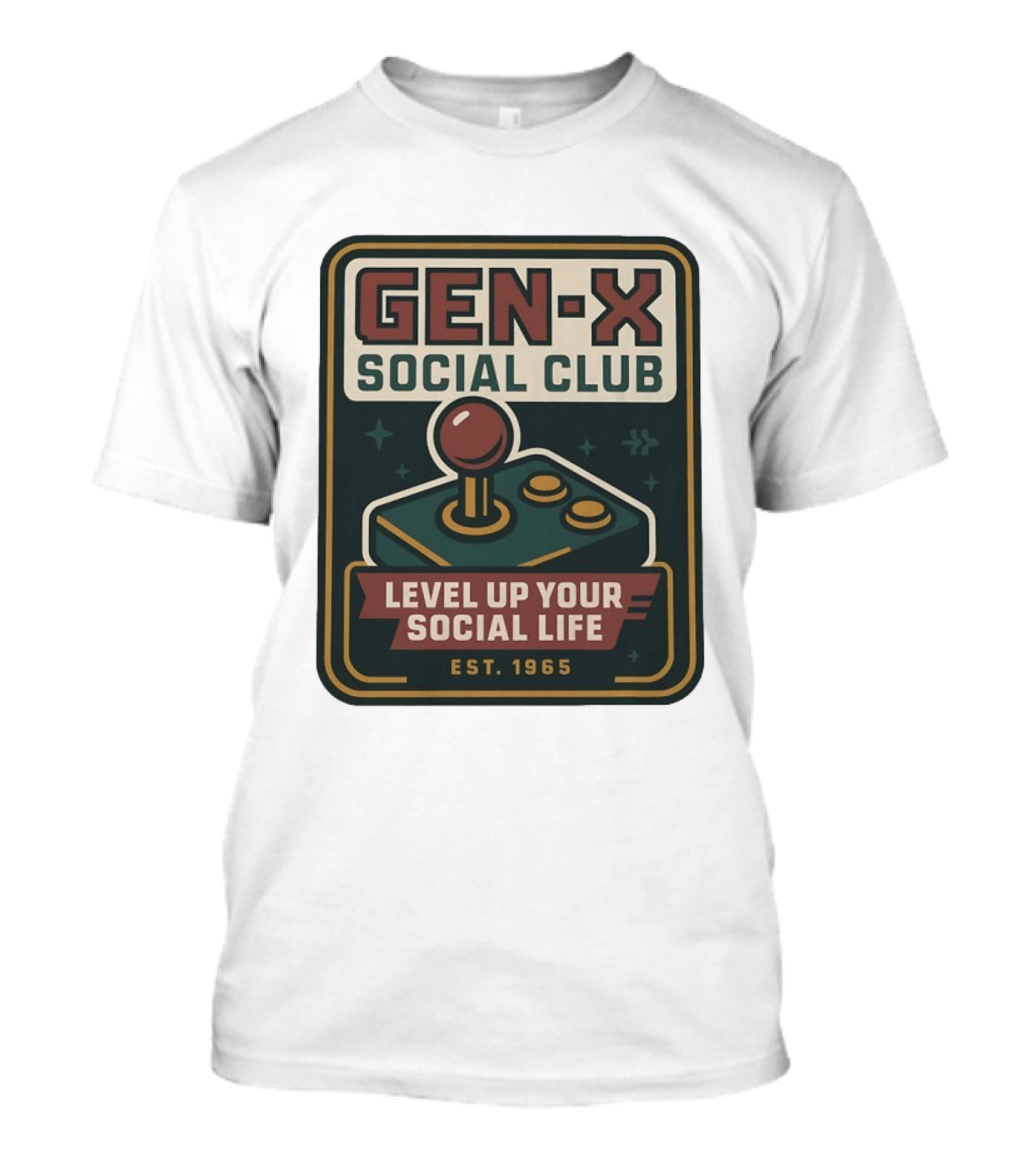 Gen X Social Club Level Up Your Social Life Est 1965 Retro Joystick T-Shirt