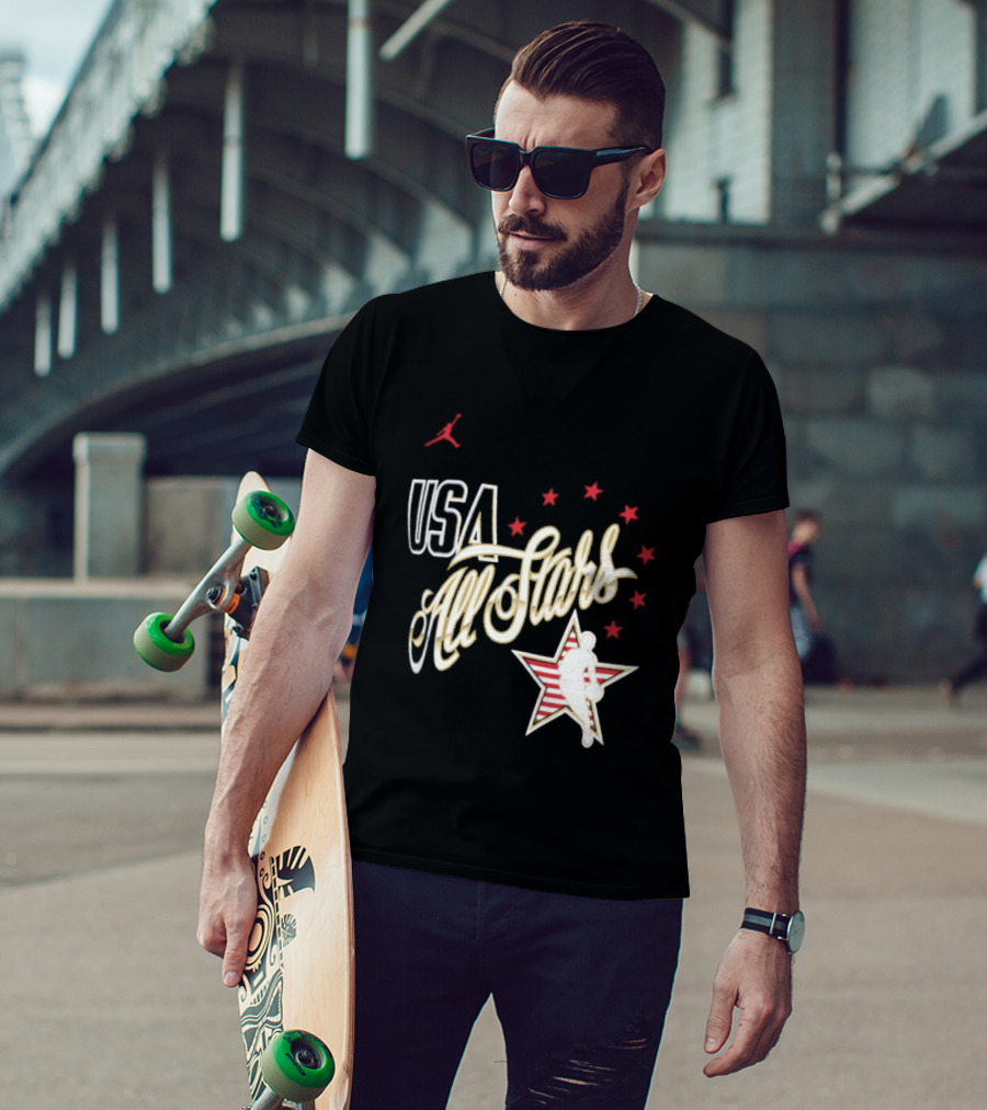 USA All Stars Basketball Team Icon With Red Star T-Shirt