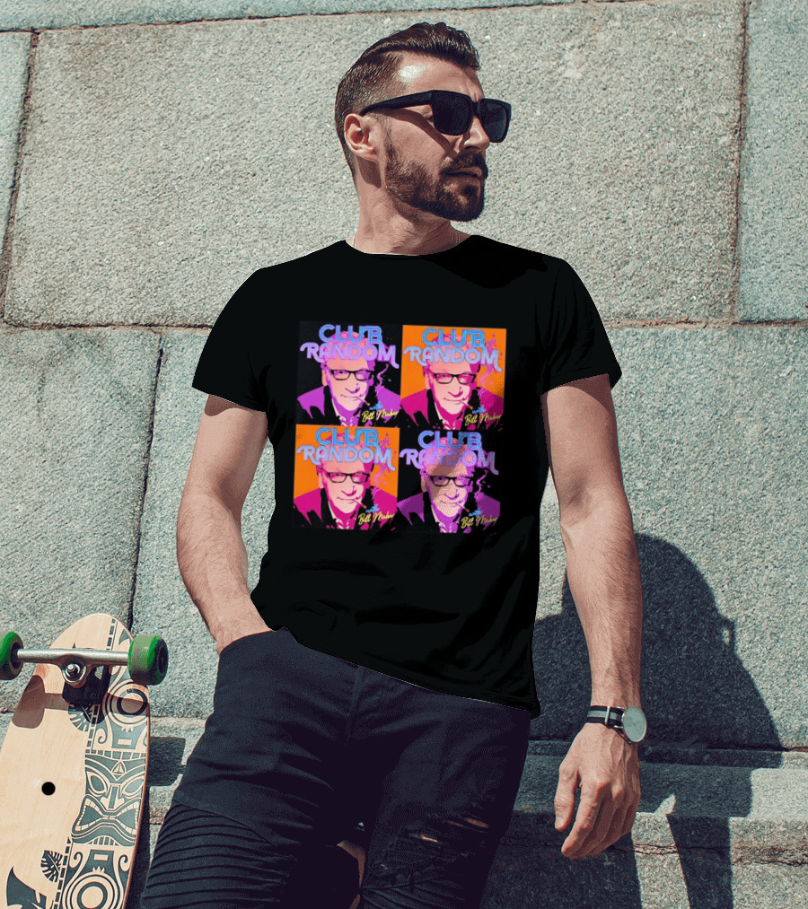 CLUB RANDOM With Bill Maher Pop Art Style Quad Image T-Shirt