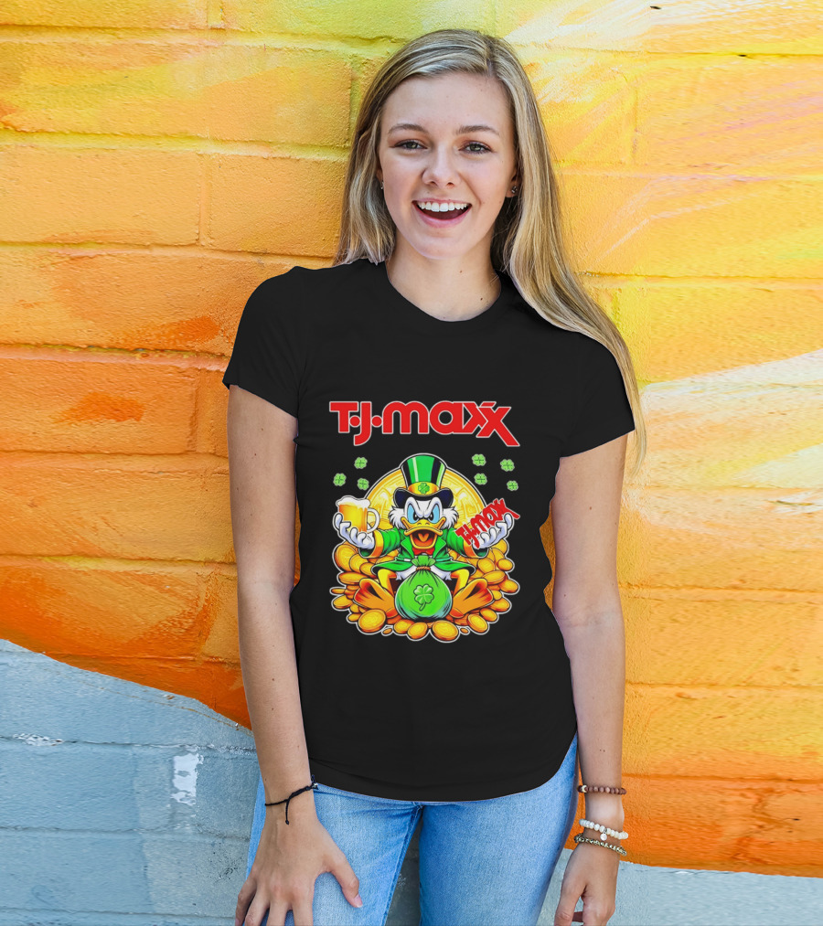 TJ Maxx Scrooge McDuck St Patricks Day Coins Beer T-Shirt