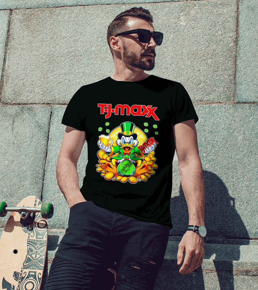 TJ Maxx Scrooge McDuck St Patricks Day Coins Beer T-Shirt