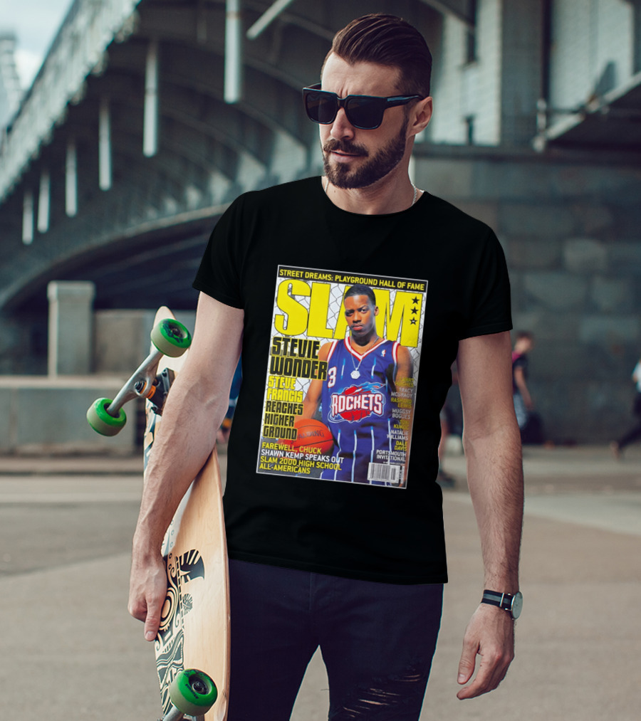 SLAM Stevie Wonder Steve Francis Reaches Higher Ground Rockets Basketball T-Shirt