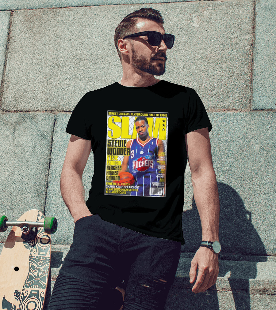 SLAM Stevie Wonder Steve Francis Reaches Higher Ground Rockets Basketball T-Shirt