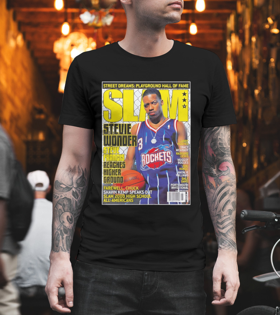 SLAM Stevie Wonder Steve Francis Reaches Higher Ground Rockets Basketball T-Shirt
