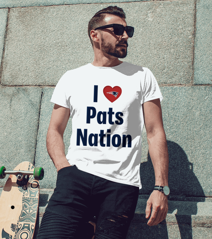 I Love Pats Nation Happy Valentine's Day New England Patriots Fan T-Shirt
