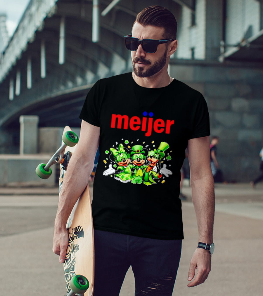 Meijer St Patrick's Day Mickey Mouse Characters In Green Attire T-Shirt