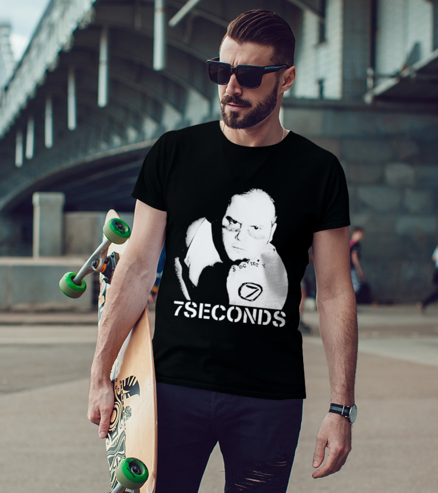 7 Seconds Society SBG White Text Fighter Pose T-Shirt