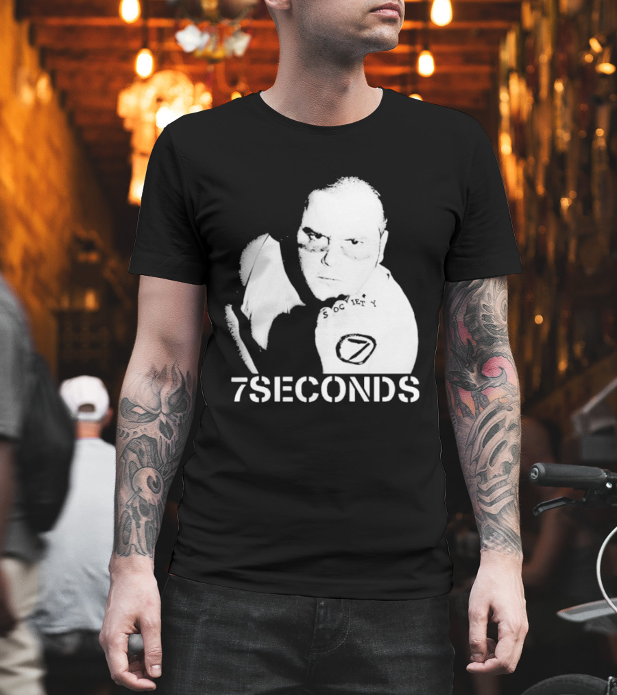 7 Seconds Society SBG White Text Fighter Pose T-Shirt