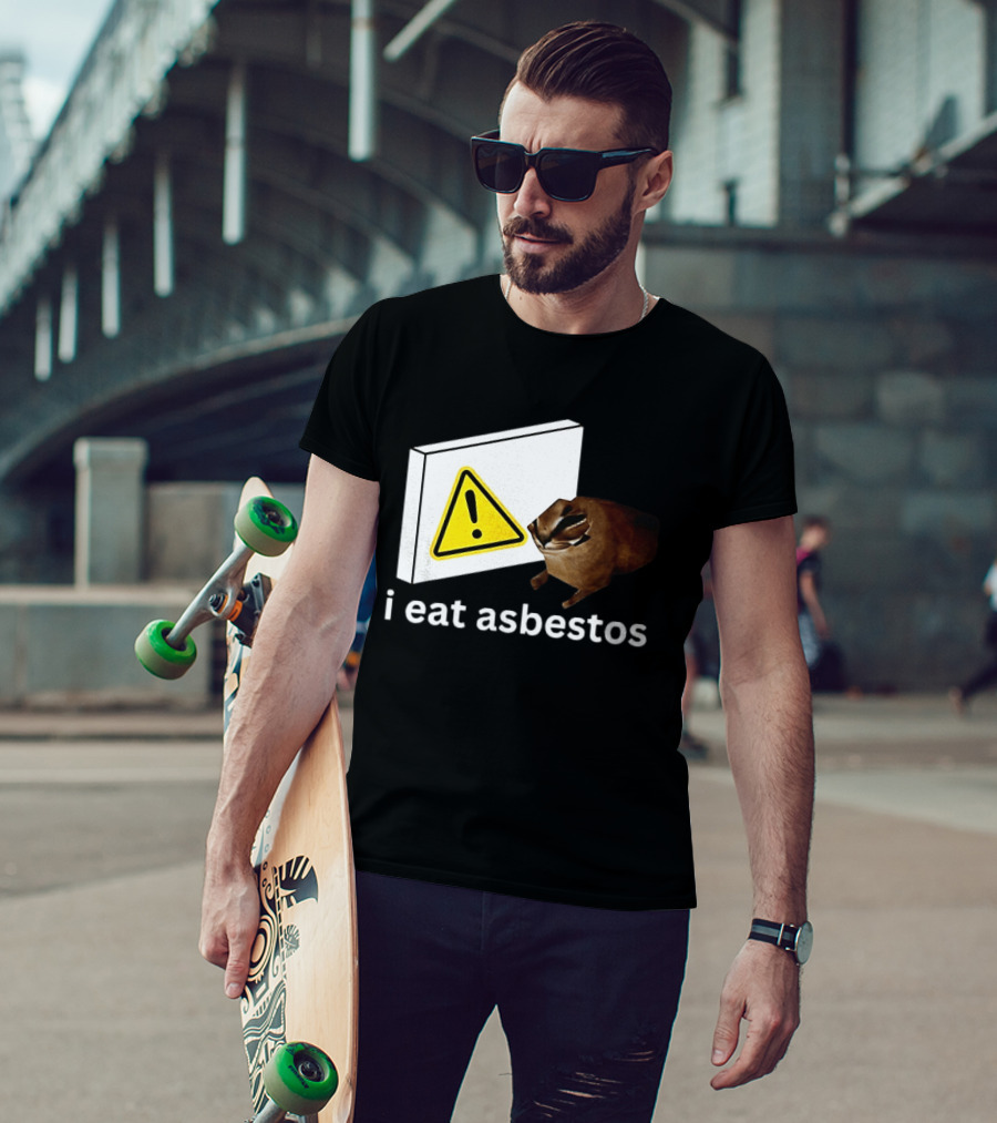 I Eat Asbestos Warning Sign Cat T-Shirt