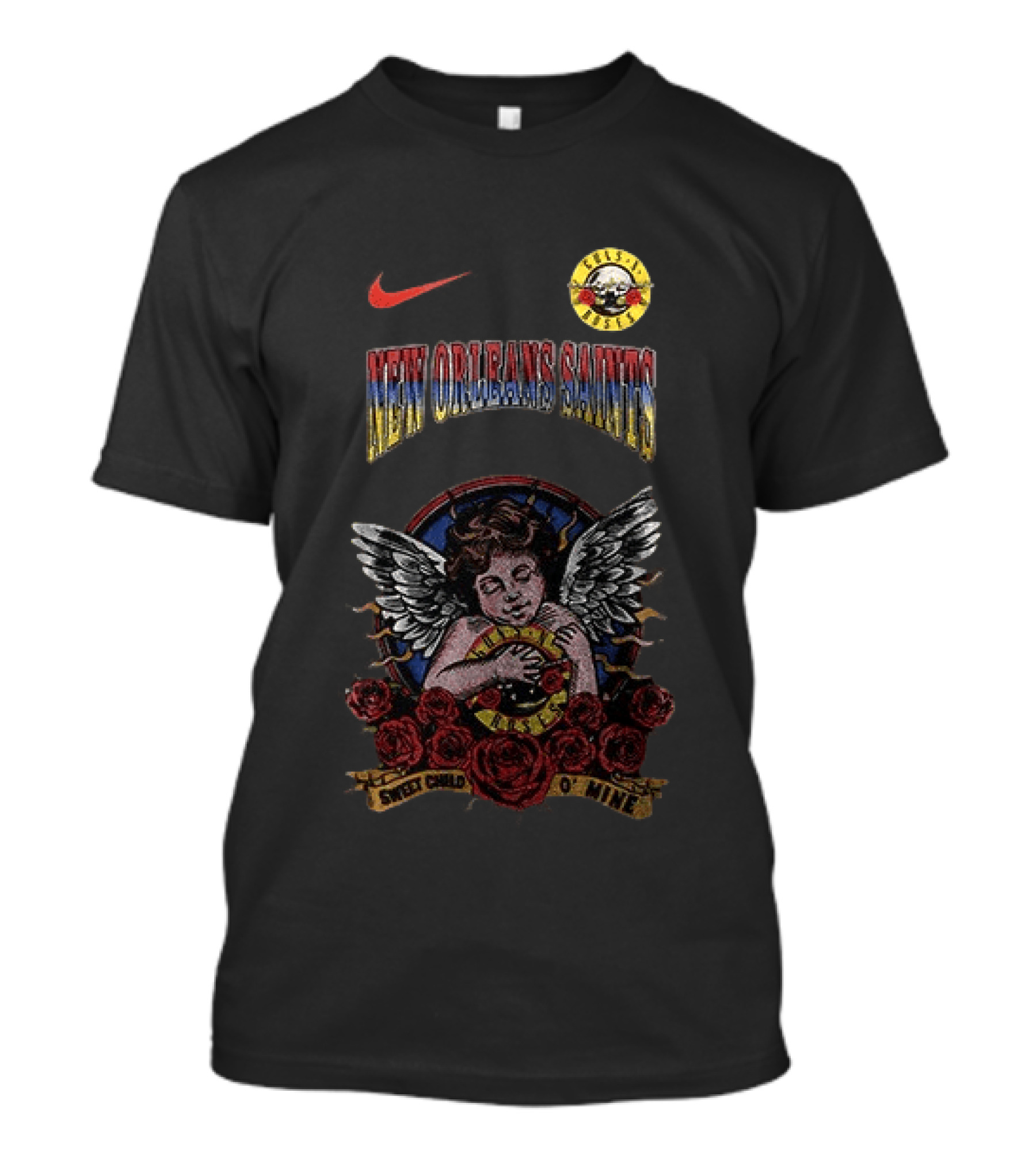 New Orleans Saints Guns N Roses Sweet Child O' Mine Nike Collaboration T-Shirt