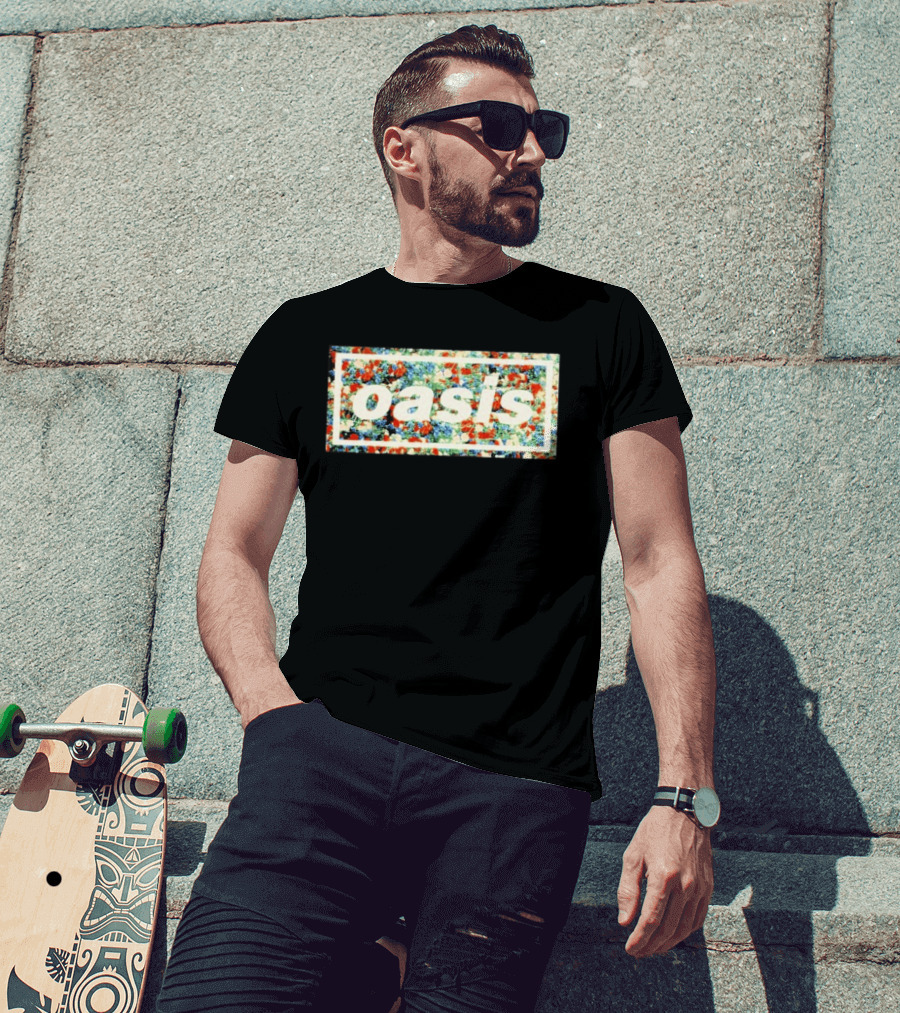 Oasis Don't Look Back In Anger Floral Pattern Decca T-Shirt