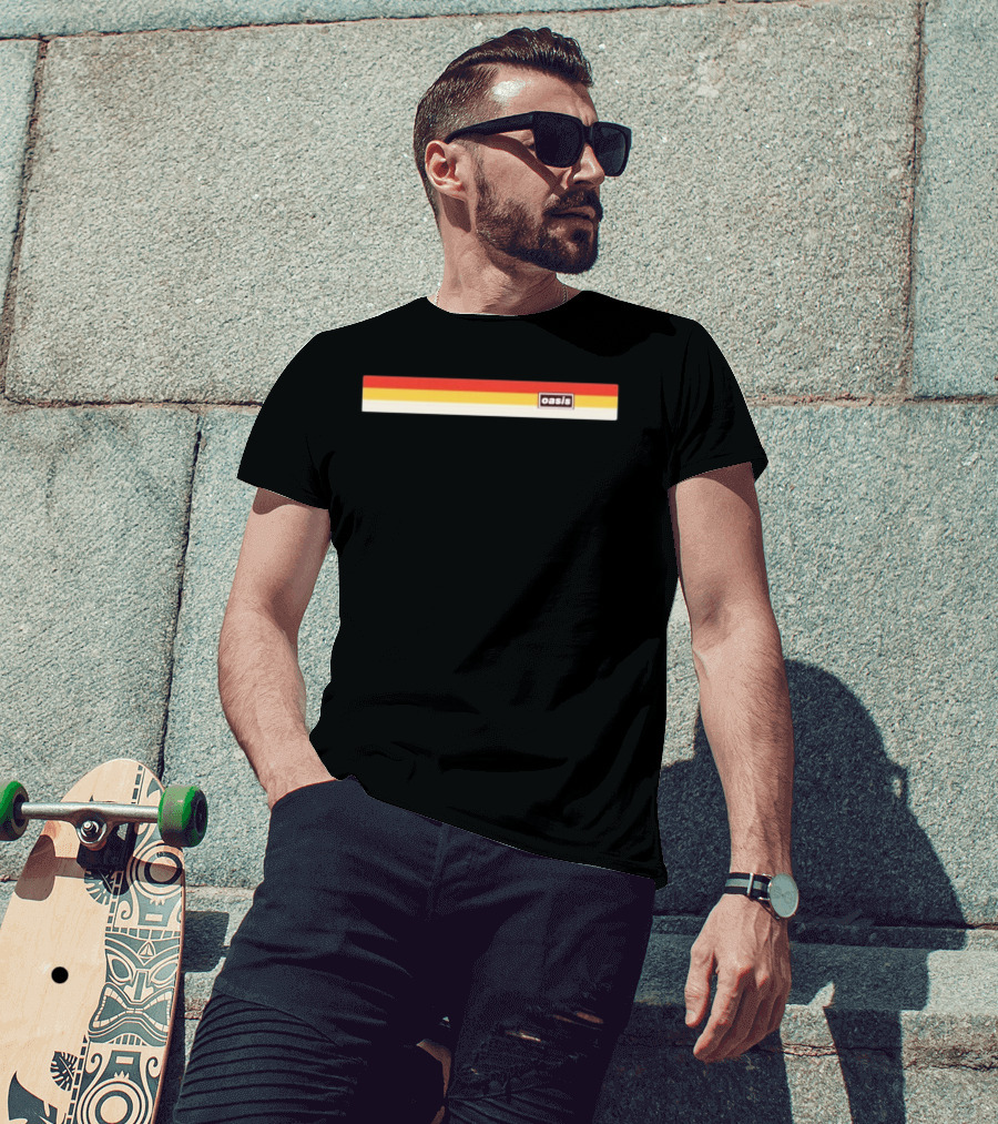 Oasis Don't Look Back In Anger Stripe Retro Vintage 90s Band T-Shirt