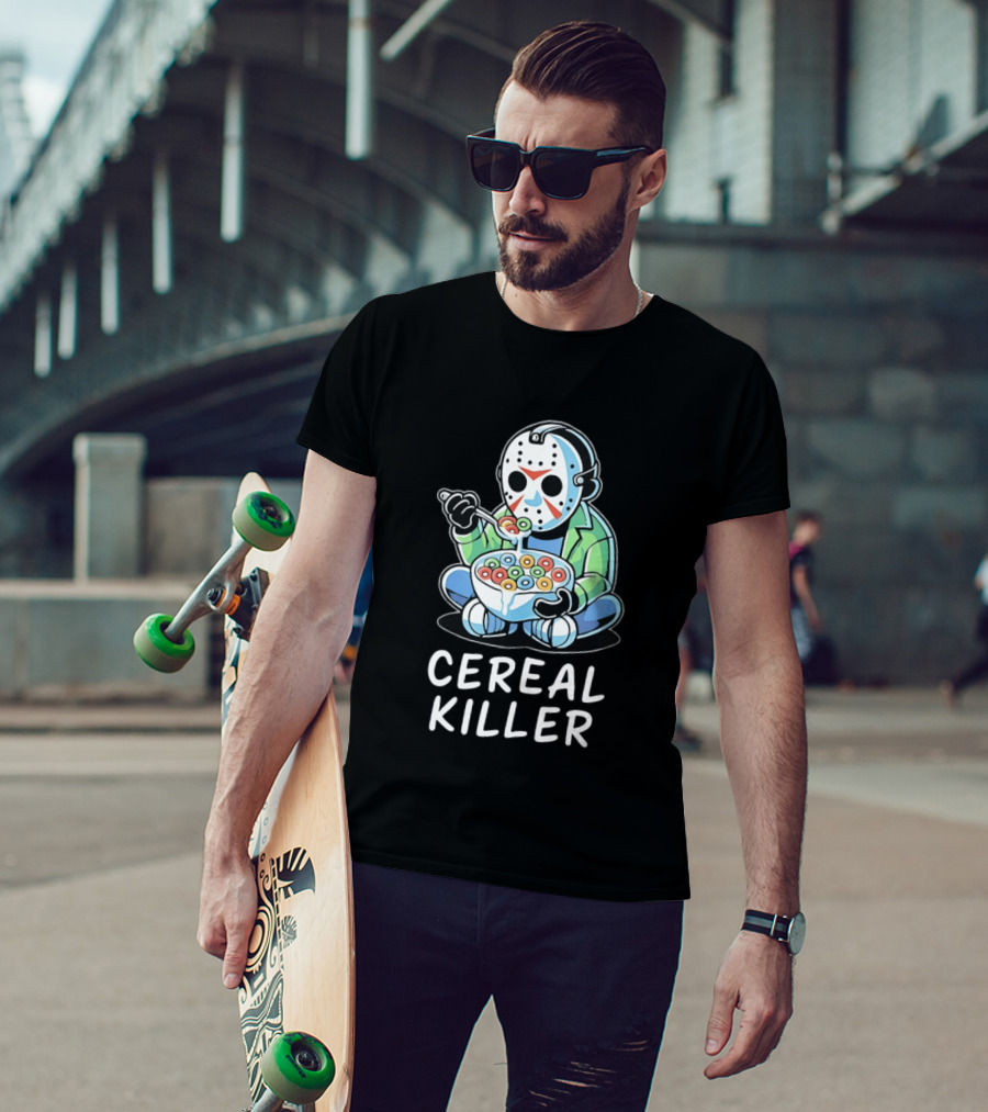 Jason Voorhees Eating Cereal Cereal Killer T-Shirt