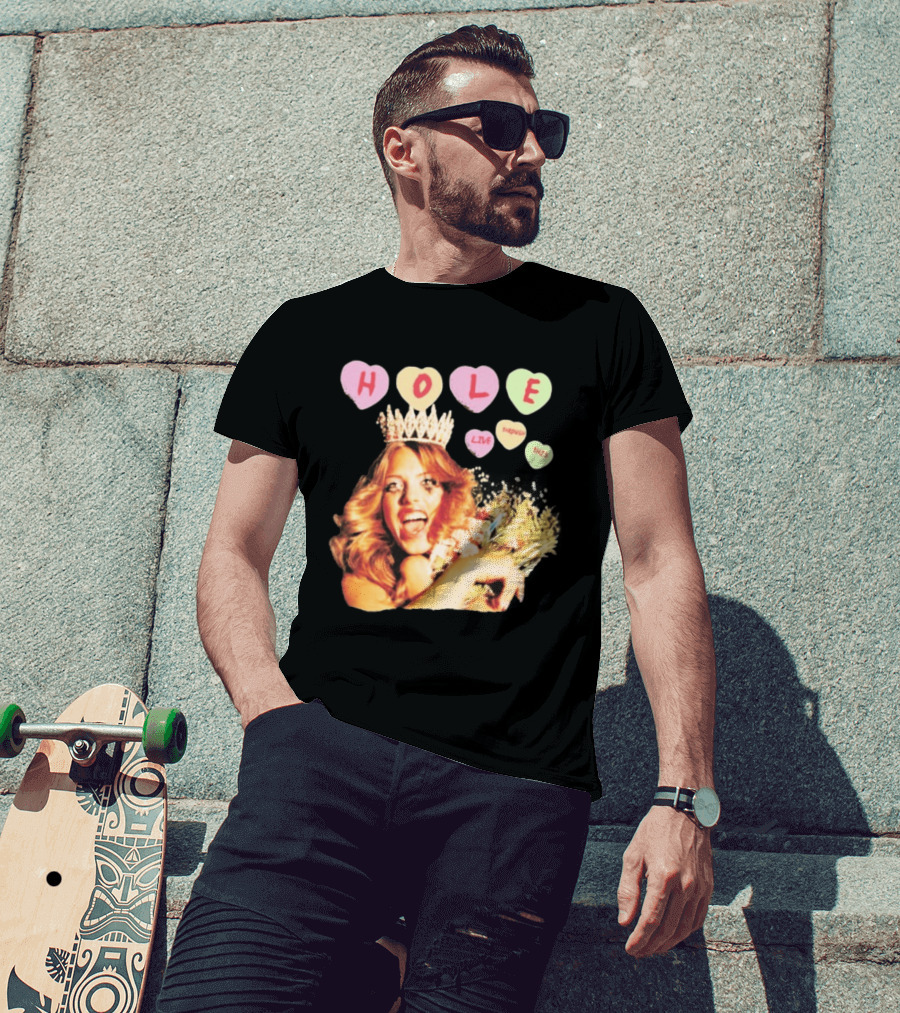 Hole Live Through This Candies Heart Vintage Style Crown And Flowers T-Shirt