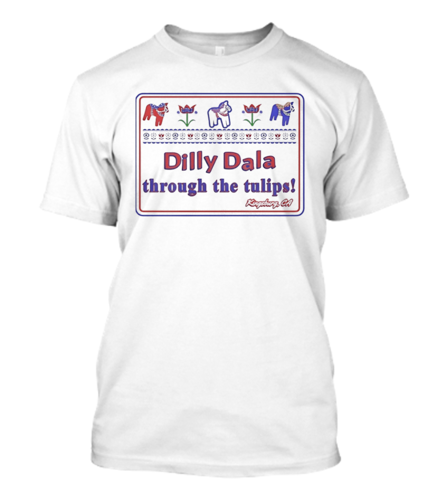 Dilly Dala Through The Tulips Trotting Horses And Floral T-Shirt