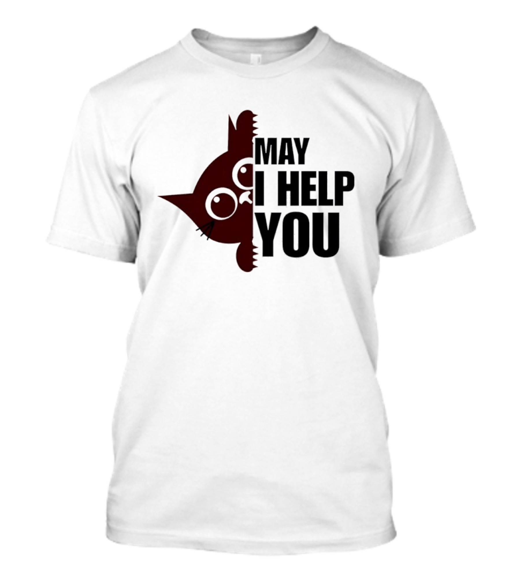 Cat May I Help You Cute Feline Expression Peeking T-Shirt