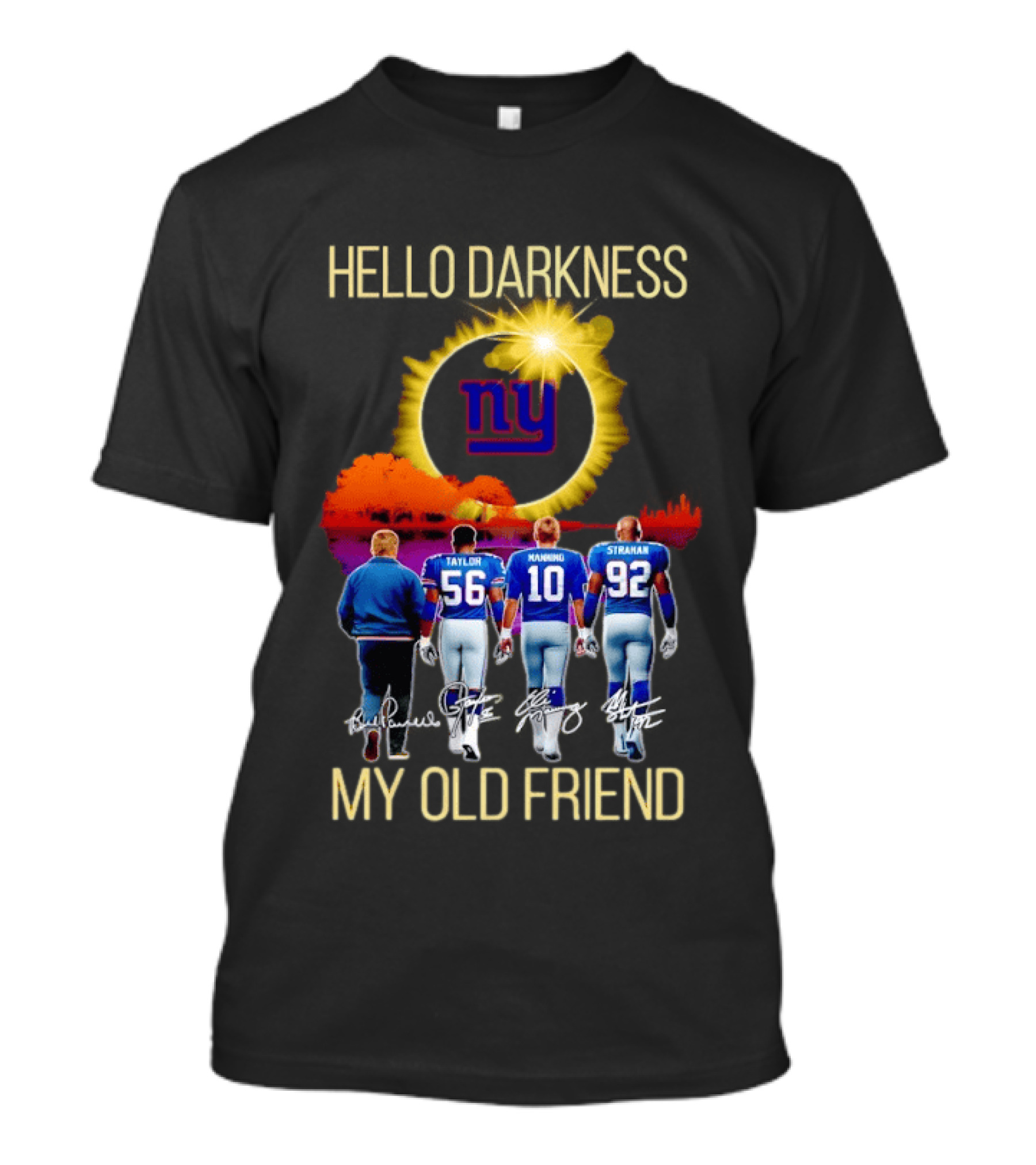 New York Giants Manning Taylor Strahan Hello Darkness NFL T-Shirt
