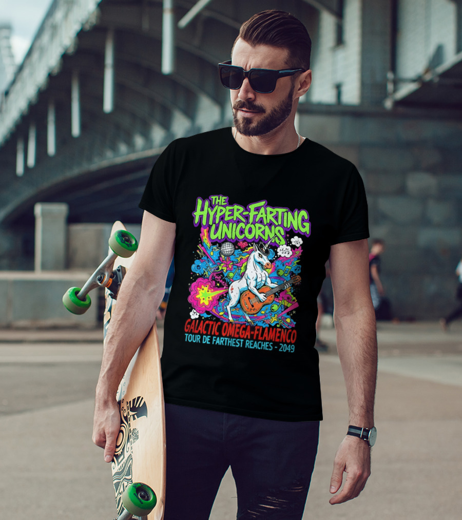 The Hyper Farting Unicorns Galactic Omega Flamenco Tour De Farting Rockers 2019 T-Shirt