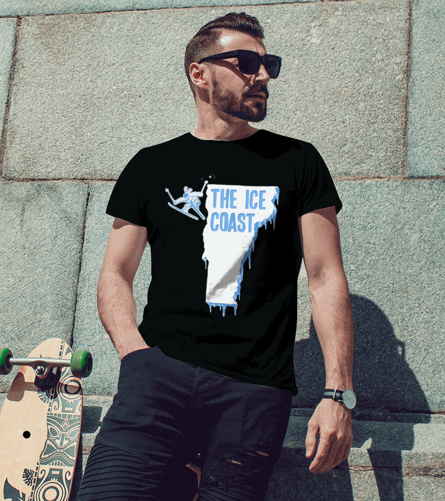 Vermont The Ice Coast Skiing Adventure Map T-Shirt