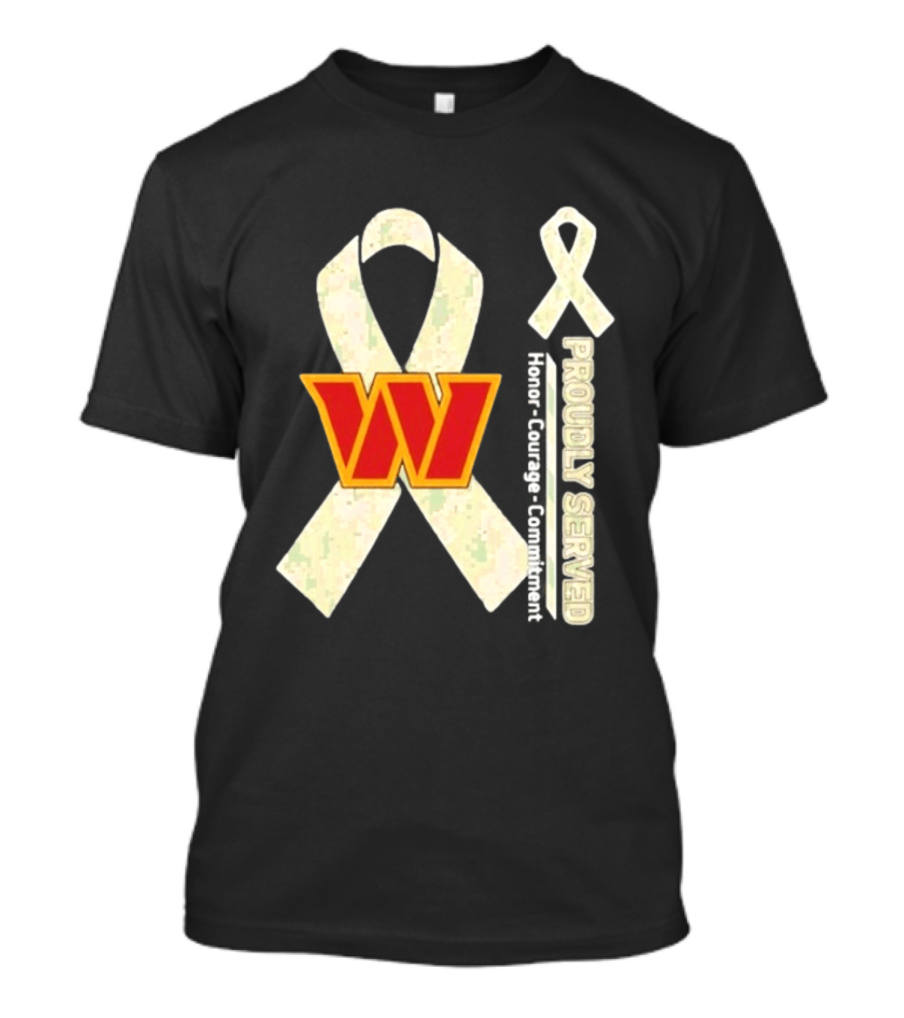 Washington Commanders Breast Cancer Awareness Proudly Served Honor Courage Commitment T-Shirt