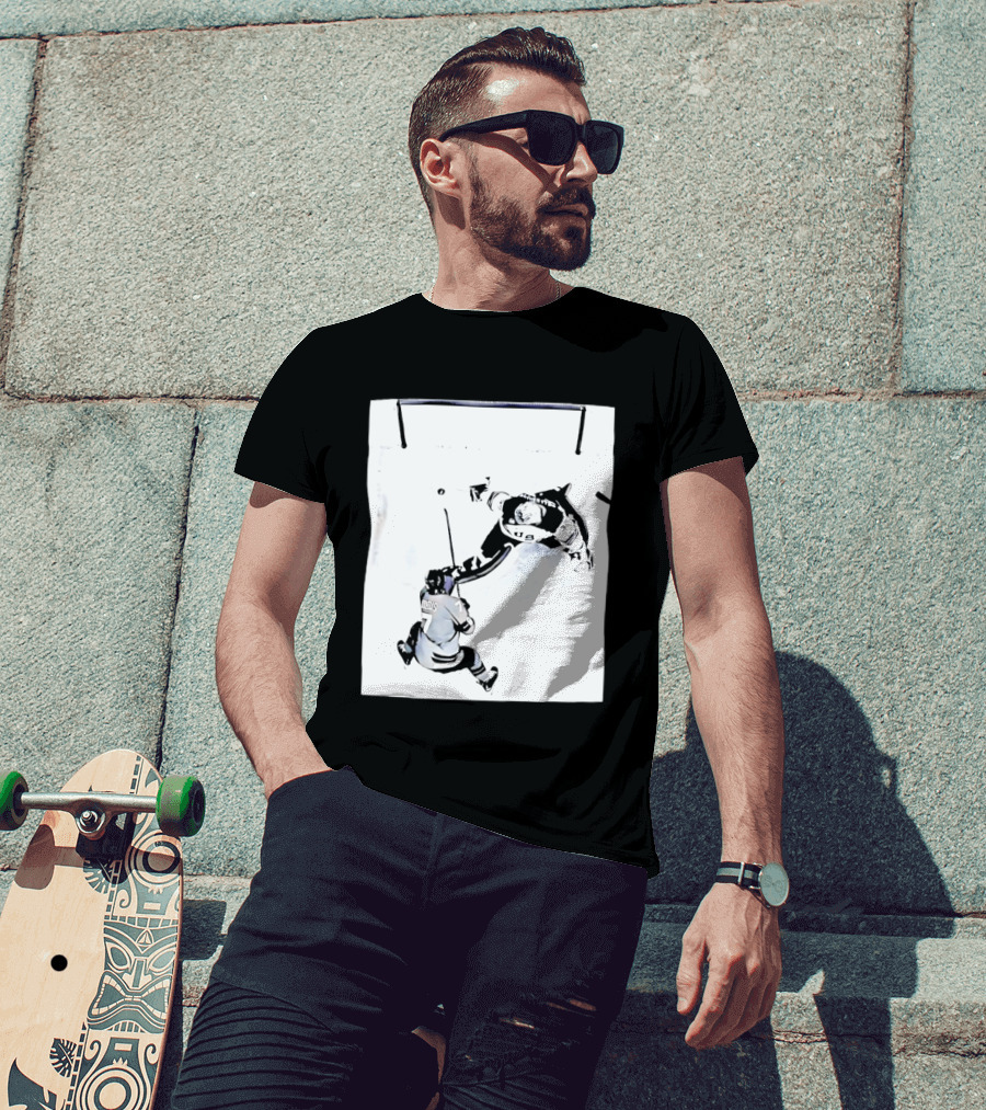 Connor Hellebuyck USA Olympic Gold Medal Win Hockey Action T-Shirt