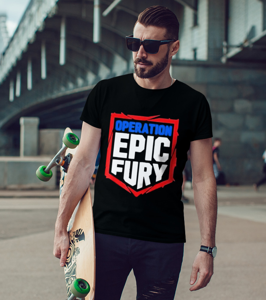 Operation Epic Fury Bold Patriotic Text Shield T-Shirt