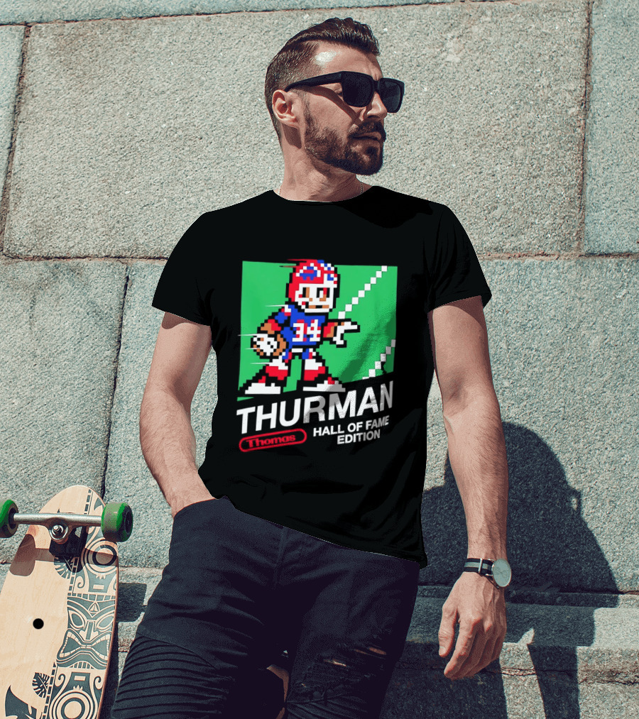 Thurman 34 Hall Of Fame Edition Buffalo Bills Pixel Art Retro Football T-Shirt