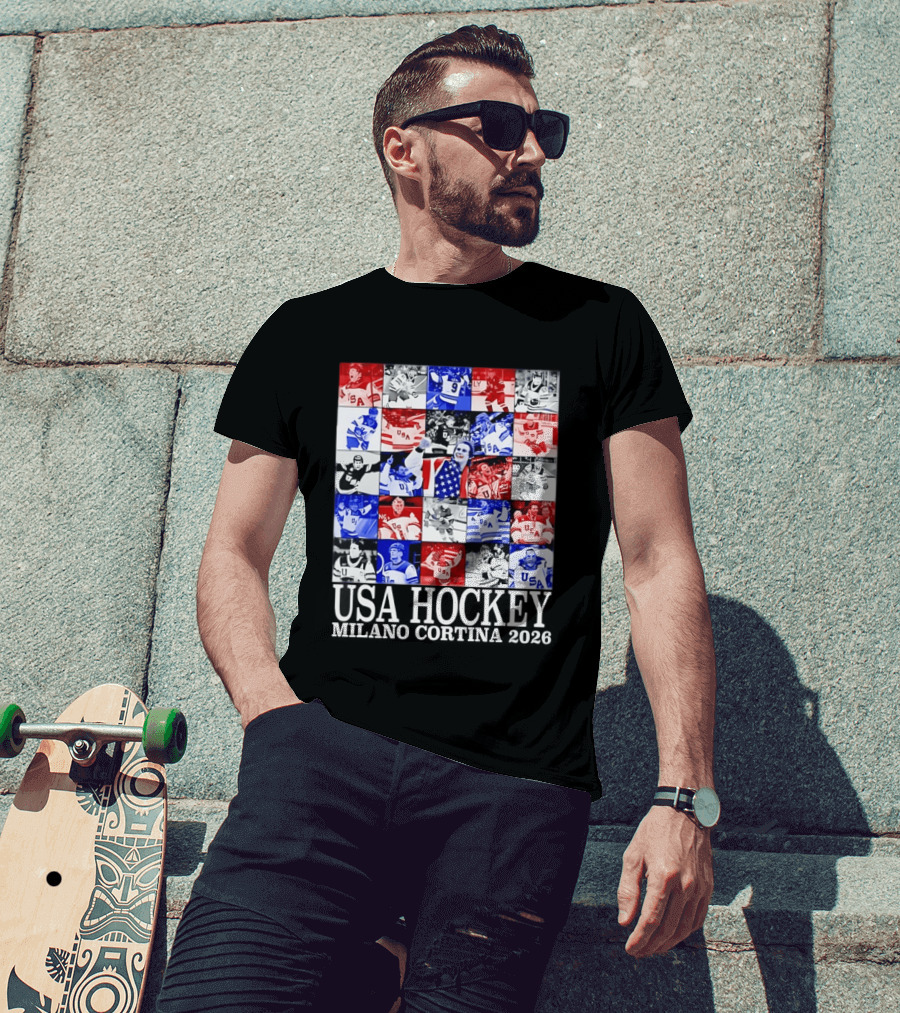 USA Hockey Team Collage Milano Cortina 2026 T-Shirt