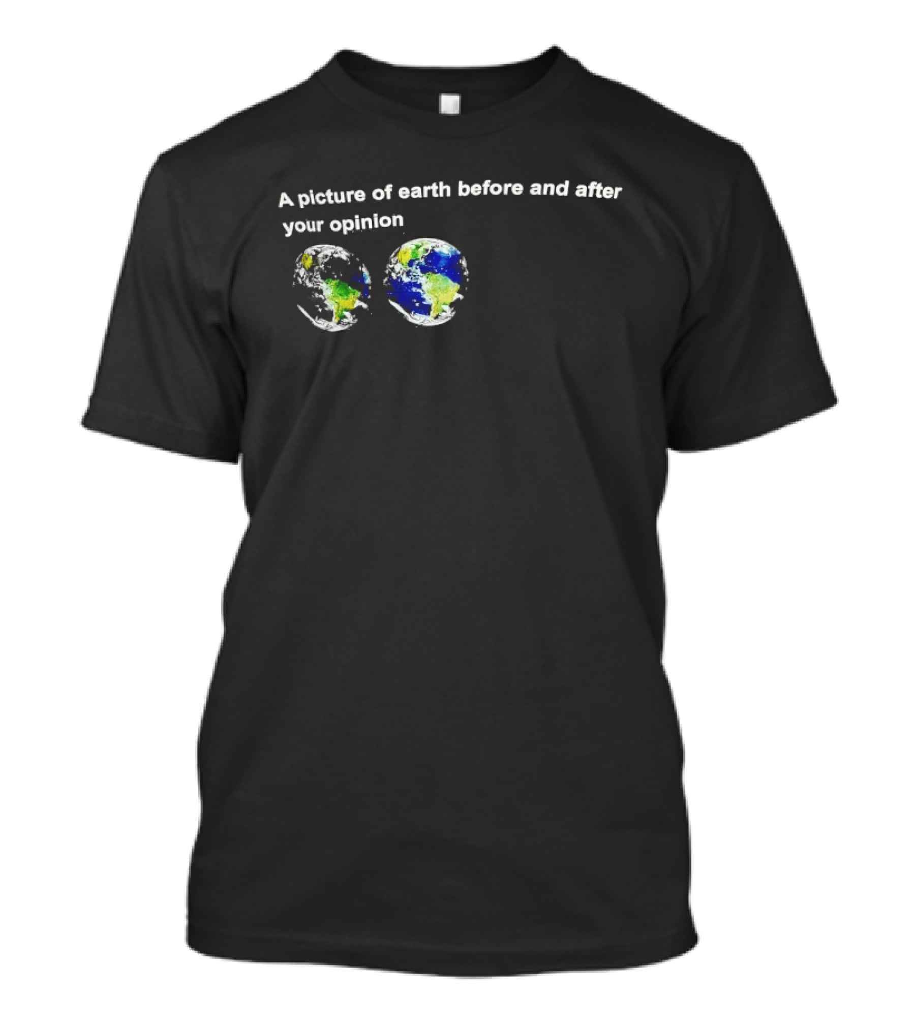 A Picture Of Earth Before And After Your Opinion Earth Globe Humor T-Shirt