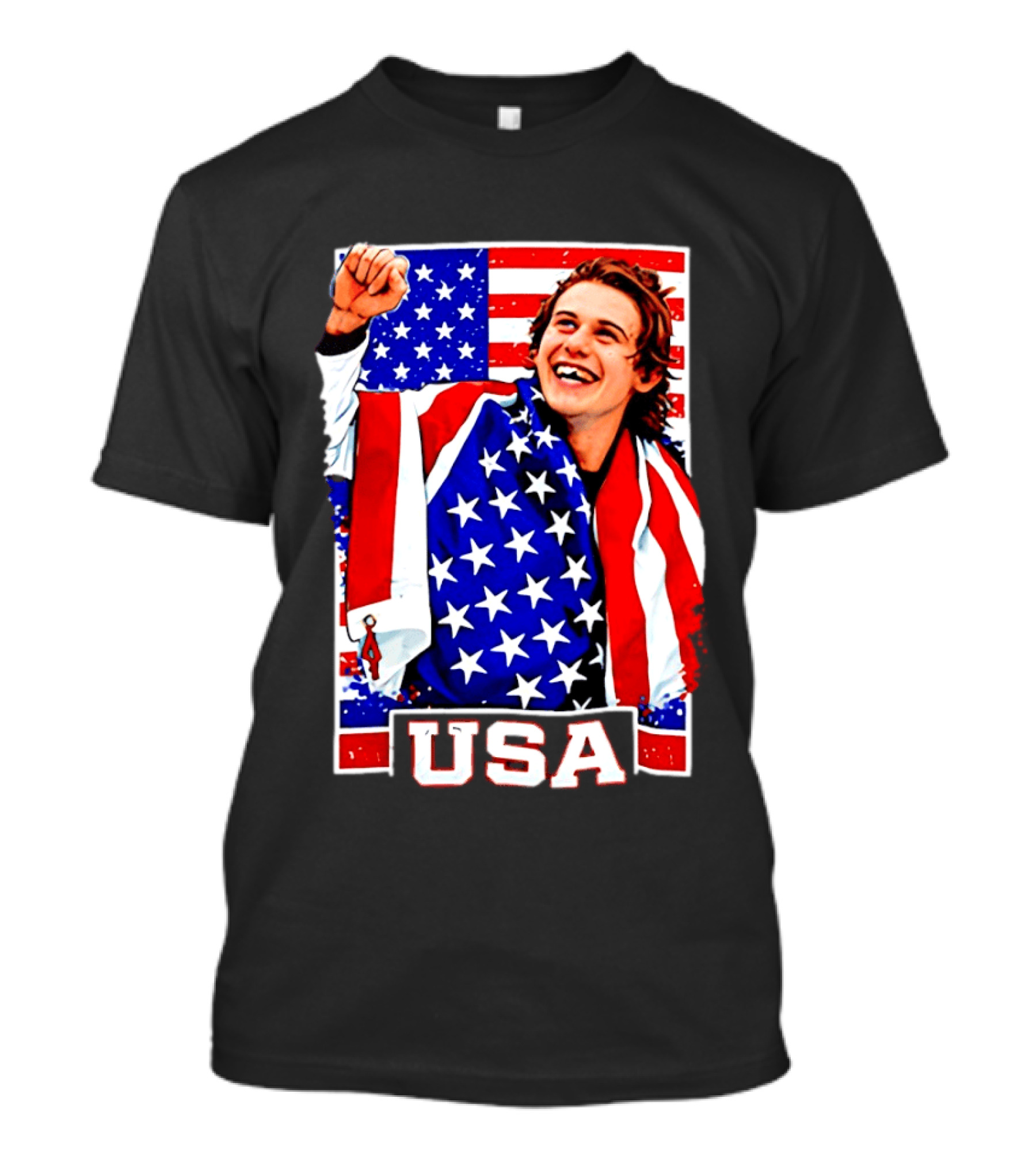 USA Flag Jack Hughes Olympic Hockey 2026 Golden Goal Celebration T-Shirt