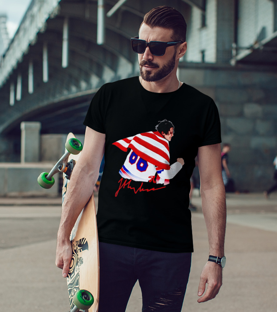 Love Hughes Jack USA 86 Autograph American Flag T-Shirt