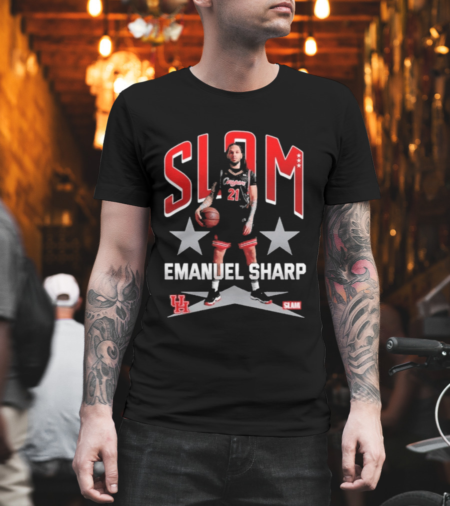 Slam Emanuel Sharp Houston Cougars Basketball UH H Town Stars T-Shirt