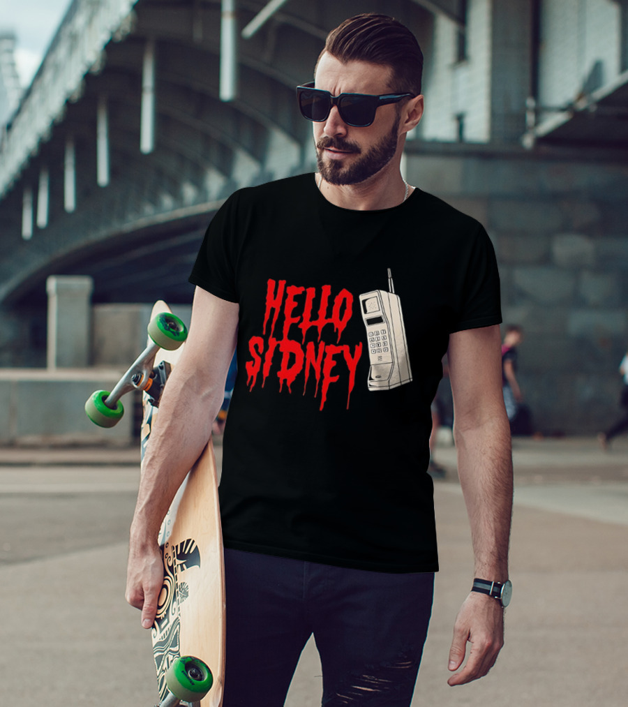 Hello Sidney Scream Movie Vintage Phone Dripping Blood T-Shirt