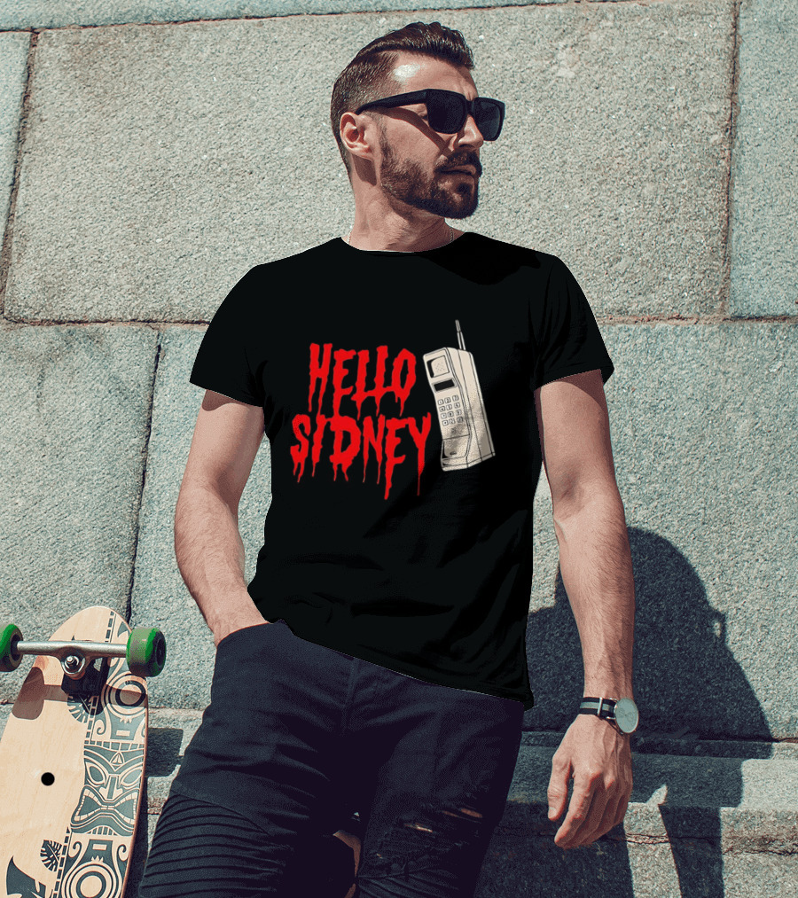 Hello Sidney Scream Movie Vintage Phone Dripping Blood T-Shirt