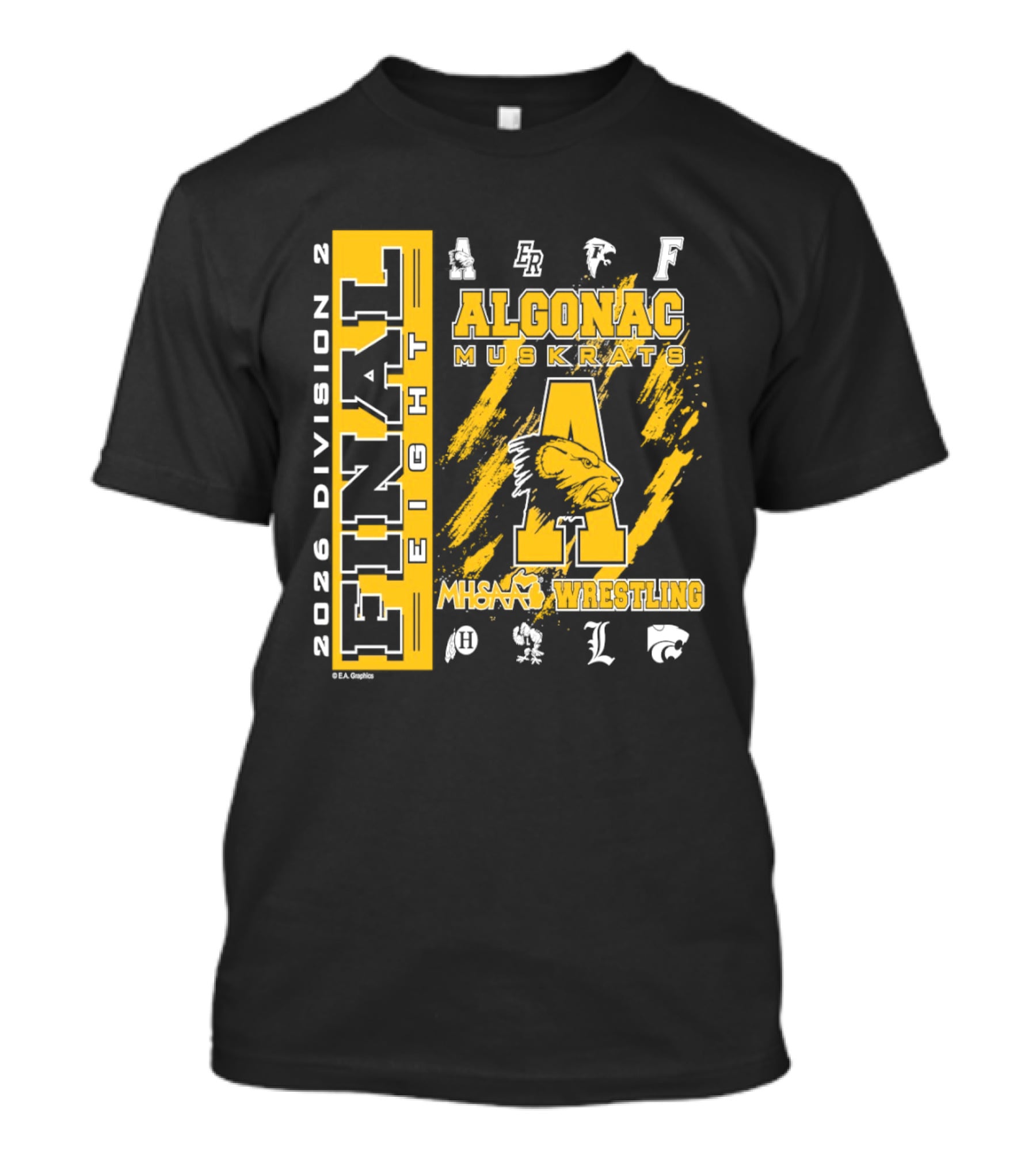 2026 Division 2 Final Eight Algonac Muskrats Wrestling T-Shirt