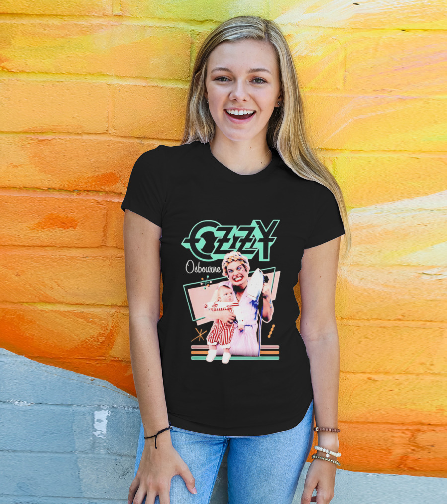 Ozzy Osbourne Retro Woman Holding Baby With Iron T-Shirt