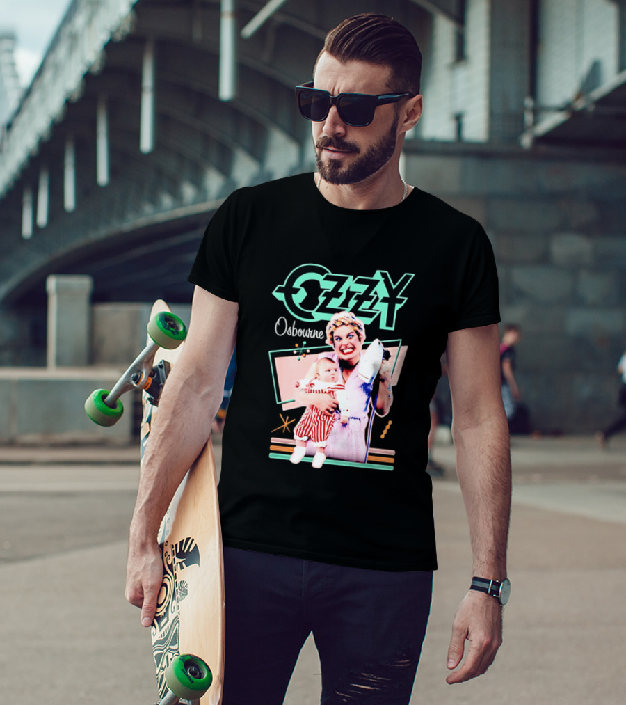 Ozzy Osbourne Retro Woman Holding Baby With Iron T-Shirt
