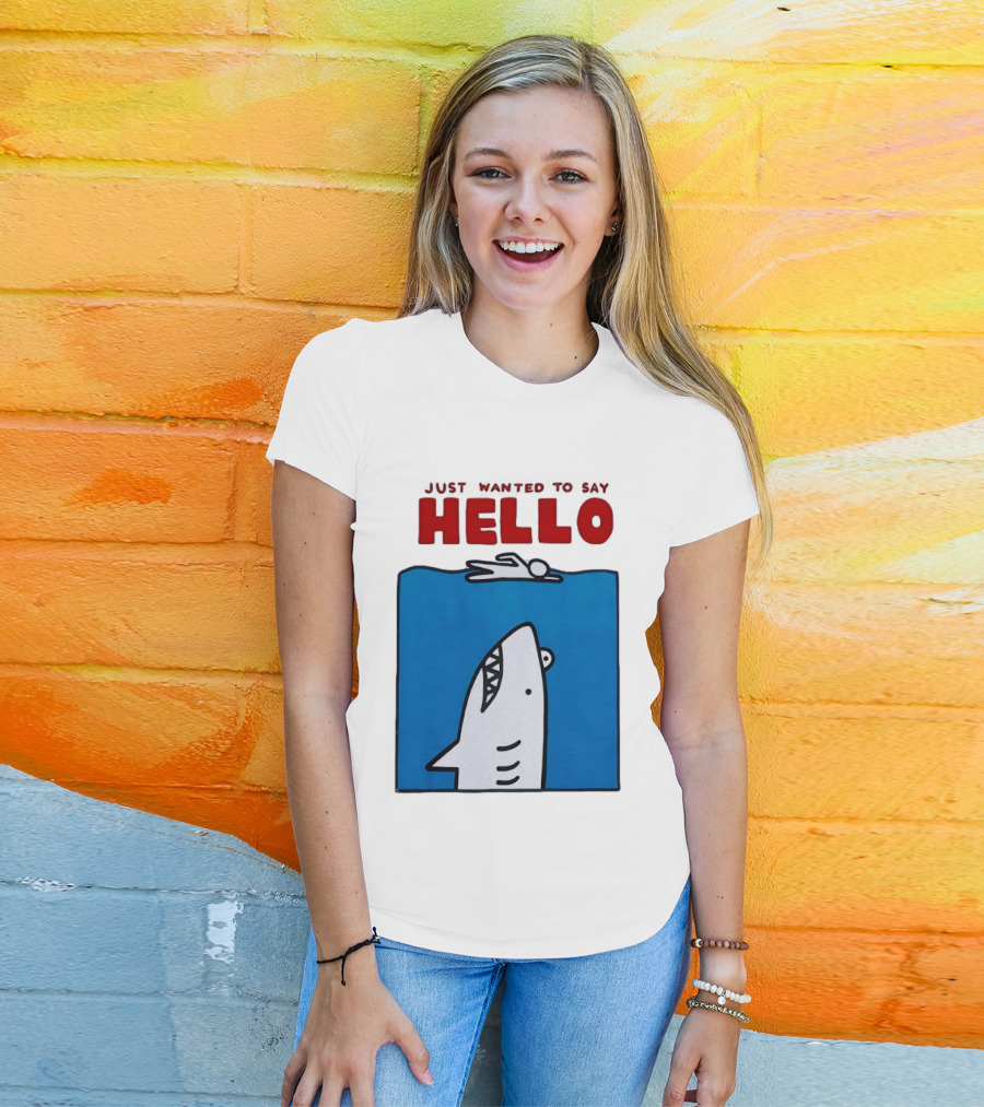 Just Wanted To Say Hello Jaws Shark Comic T-Shirt
